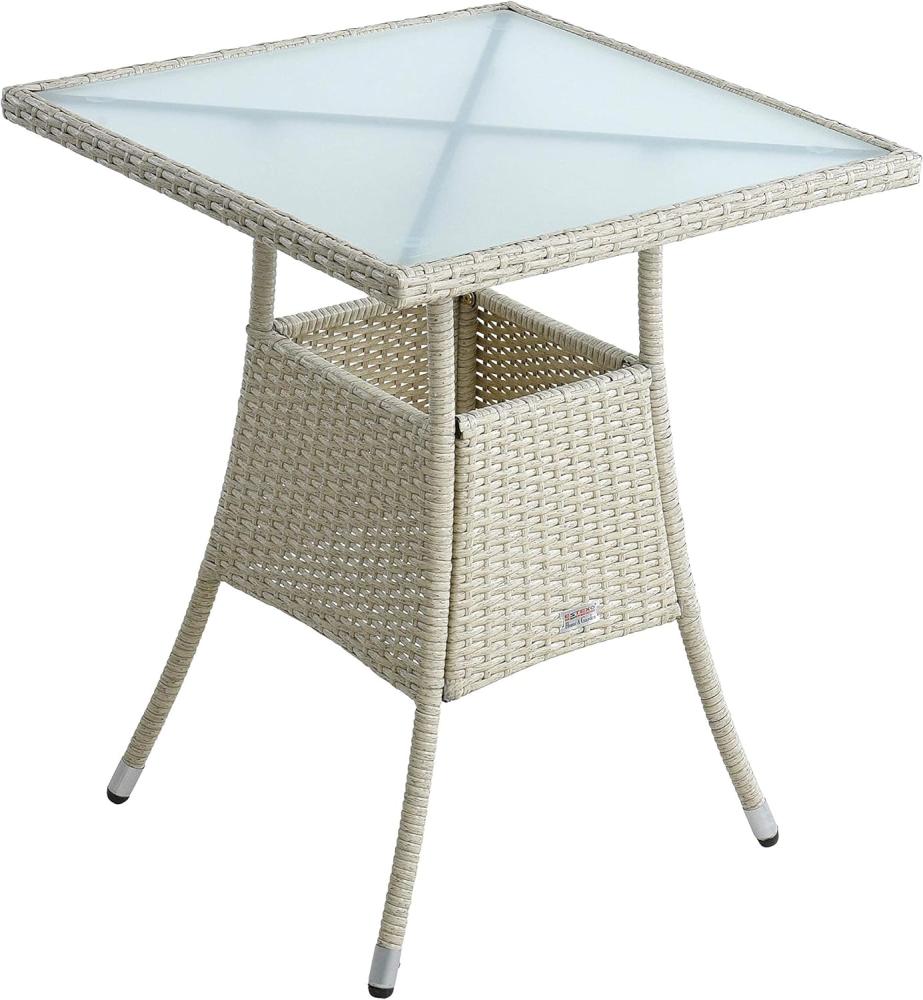 Polyrattan Balkontisch Rattan Tisch Beistelltisch Gartentisch 60 cm Beige Bild 1