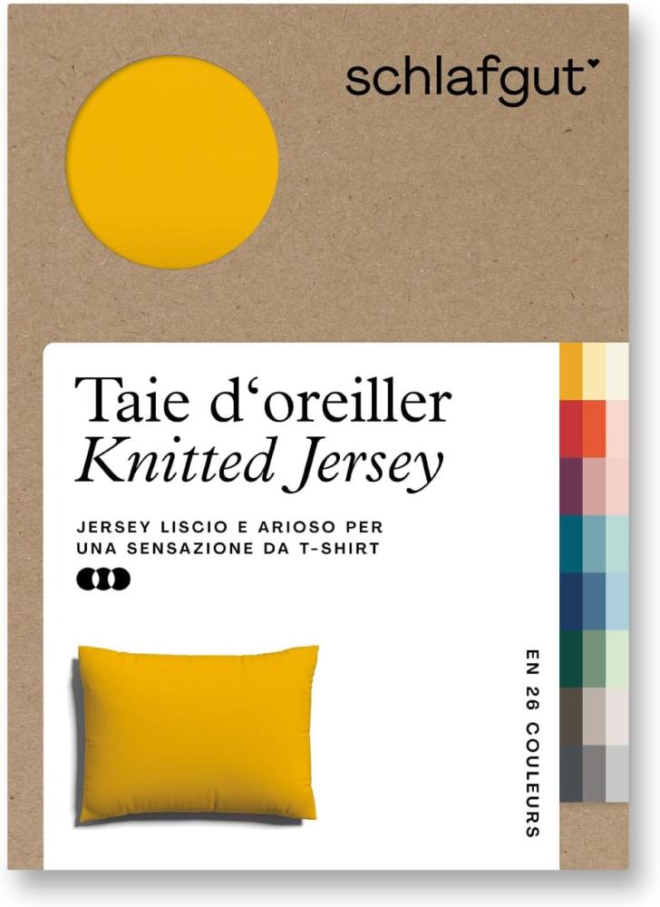 Schlafgut Knitted Jersey Bettwäsche | Kissenbezug einzeln 60x80 cm | yellow-deep Bild 1