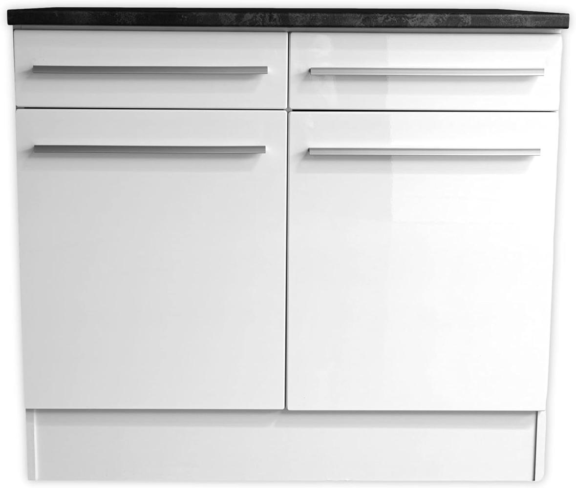 JAZZ Moderner Unterschrank Küche 2-türig in Weiß, Steingrau - Geräumiger Küchenschrank mit viel Stauraum - 100 x 90 x 60 cm (B/H/T) Bild 1