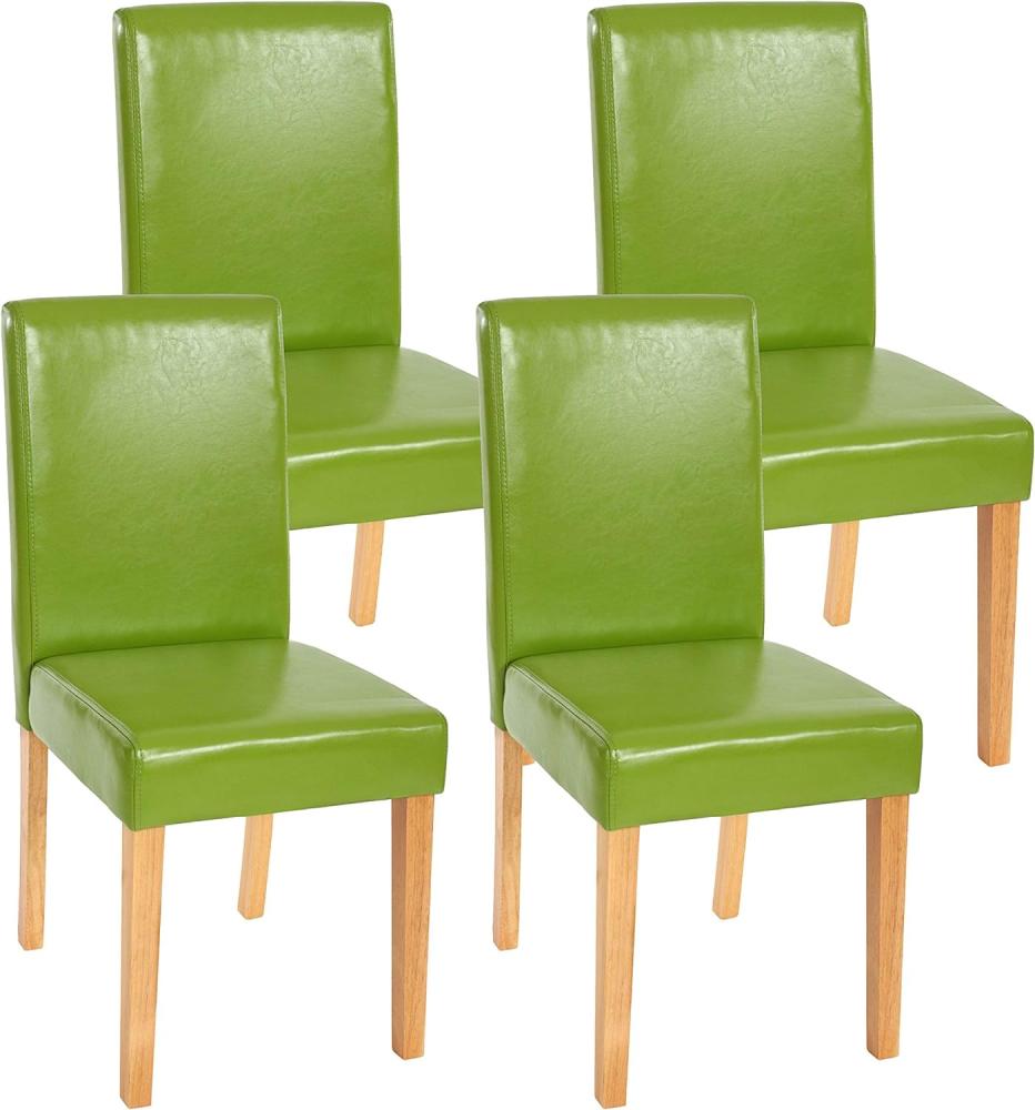4er-Set Esszimmerstuhl Stuhl Küchenstuhl Littau ~ Kunstleder, grün, helle Beine Bild 1