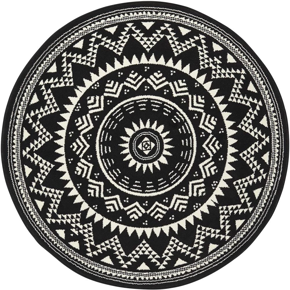 Kurzflor Teppich Valencia Rund - schwarz - 140 cm Durchmesser Bild 1