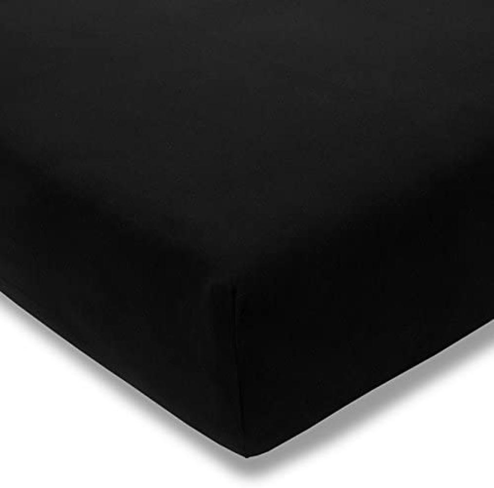 Estella Fein-Jersey Spannbettlaken Spannbetttuch 150 x 200 cm in vielen Farben schwarz Bild 1