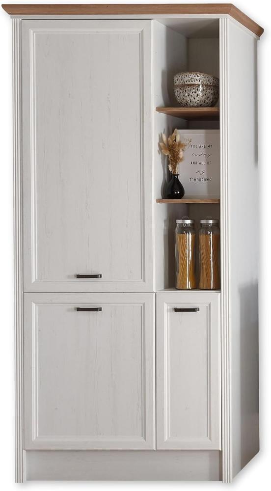 JASMIN Moderner Einbauschrank für Kühlschrank in Pinie hell, Artisan Eiche Optik - Geräumiger Hochschrank Küchenschrank mit viel Stauraum - 104 x 216,5 x 61 cm (B/H/T) Bild 1