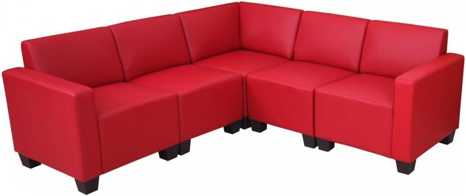 Modular Sofa-System Couch-Garnitur Lyon 5, Kunstleder ~ rot Bild 1