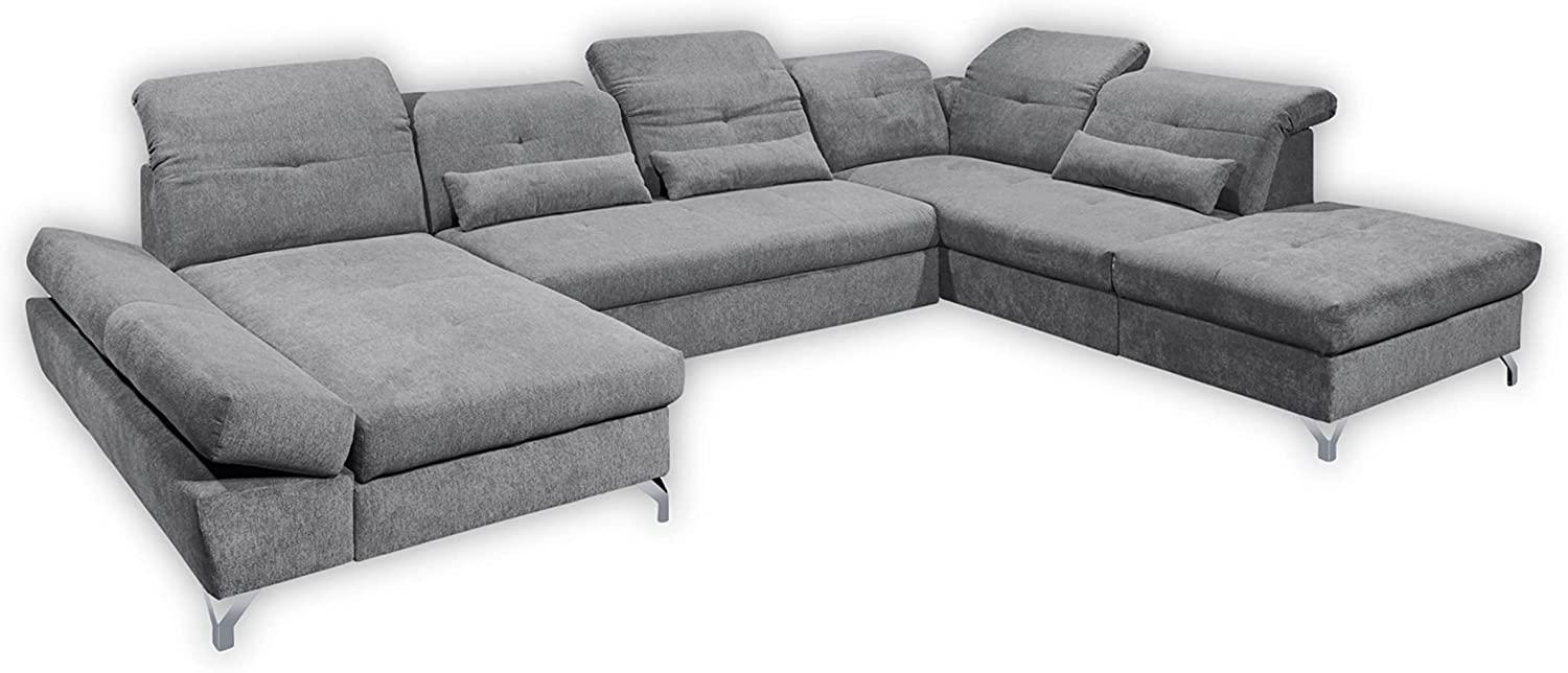 Couch MELFI R Sofa Schlafcouch Wohnlandschaft Schlaffunktion dunkelgrau U-Form Bild 1