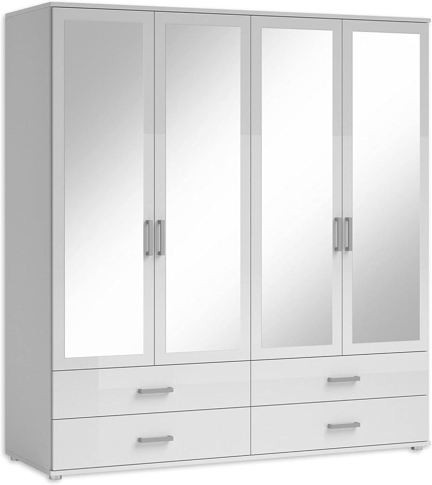 IVAR Kleiderschrank mit Spiegeln und Schubladen - Vielseitiger Drehtürenschrank 4-türig in Weiß - 180 x 190 x 51 cm (B/H/T) Bild 1