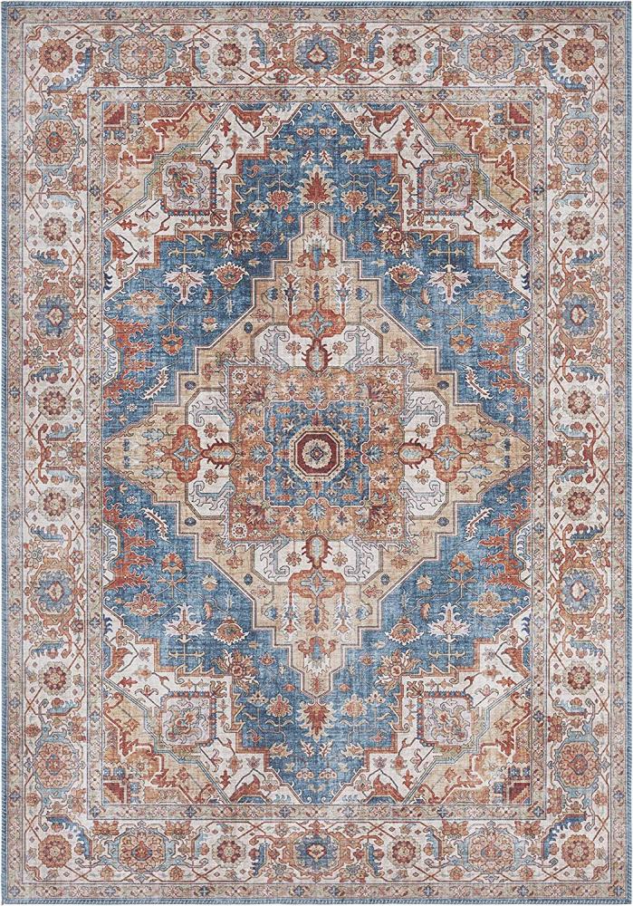 Vintage Teppich Sylla Jeansblau - 80x150x0,5cm Bild 1