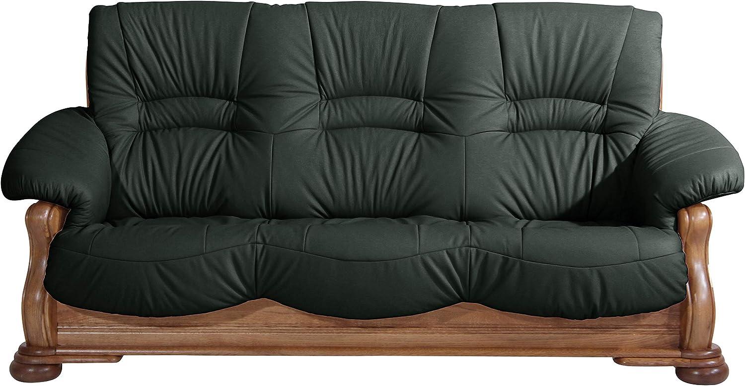 Tennessee Sofa 3-Sitzer Echtleder Dunkelgrün Eiche rustikal Bild 1