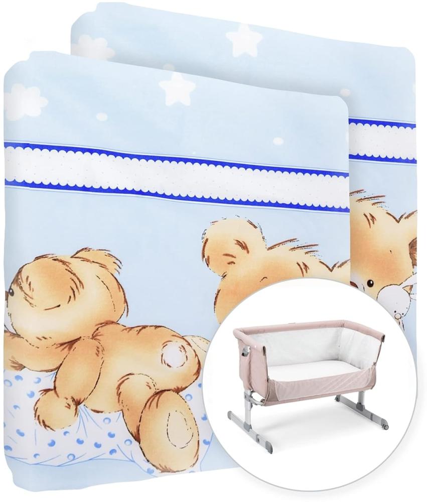 Baby Comfort Spannbetttuch für Kinderbett, 100 % Baumwolle, für 83 x 50 cm, Mika-Blau, 2 Stück Bild 1