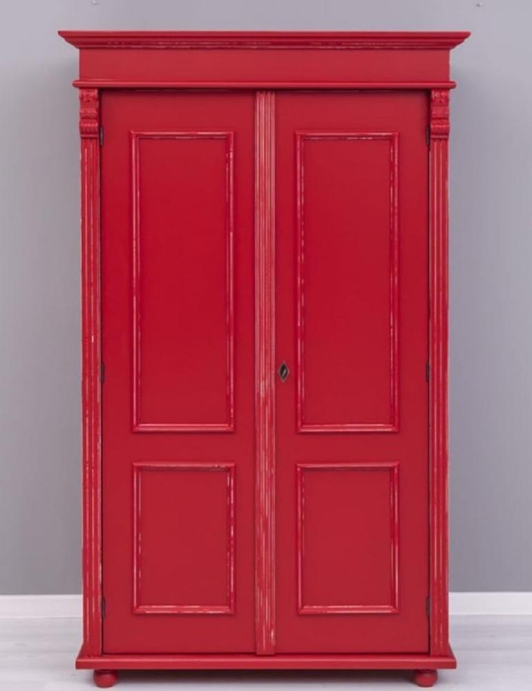 Casa Padrino Landhausstil Shabby Chic Kleiderschrank Antik Rot 110 x 58 x H. 180 cm - Massivholz Schlafzimmerschrank mit 2 Türen - Schlafzimmer Möbel - Shabby Chic Möbel - Landhausstil Möbel Bild 1