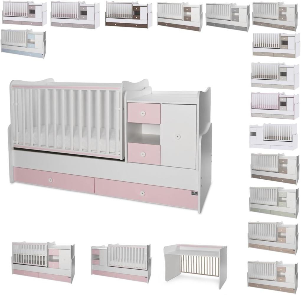 Lorelli Babybett, Jugendbett 3 in 1 Mini Max umbaubar, für 2 Kinder gleichzeitig pink Bild 1