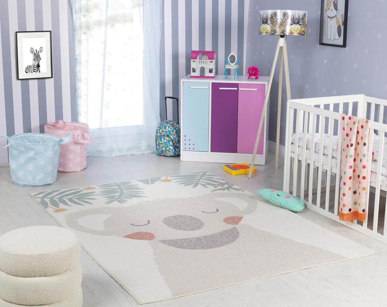 Surya Koala Kinderteppich - Cartoon Teppich Kinderzimmer oder Babyzimmer, Kinderzimmerteppich, Krabbelteppich oder Spielteppich - Baby Teppich für Jungen & Mädchen, Beige und Elfenbein 160x213 Bild 1