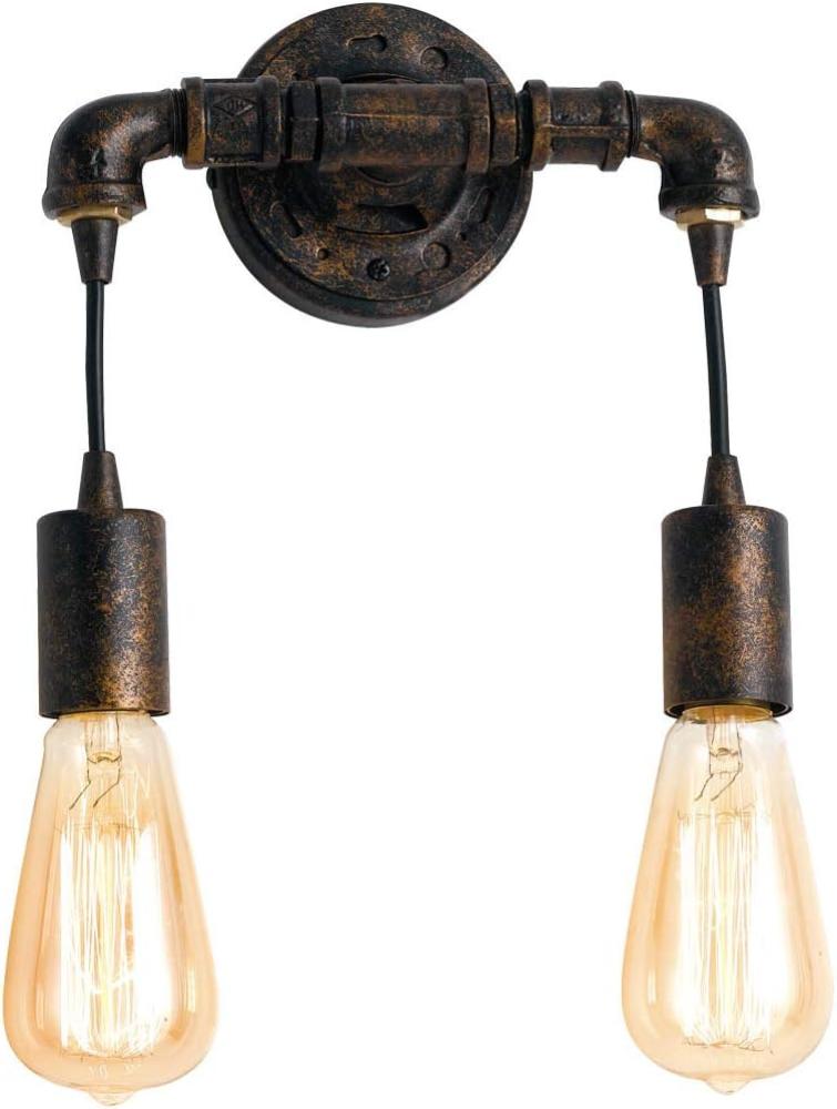 LED Innen Wandleuchte 2-flammig in Wasserrohr Optik, Rost Bild 1
