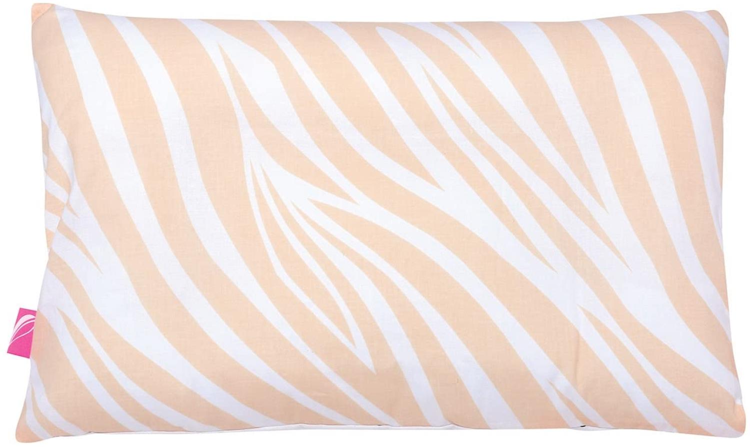 Babykopfkissen Kinderkopfkissen 35x40cm -Öko Tex Standard 100 - inkl. abnehmbarem Bezug aus 100% Baumwolle von Motherhood (Zebra apricot) Bild 1