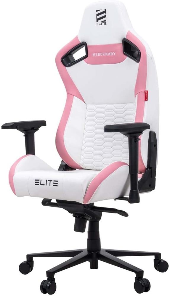 Elite Gaming-Stuhl Mercenary Bürostuhl Gaming-Chair Schreibtischstuhl Gaming (Weiß/Pink) Bild 1