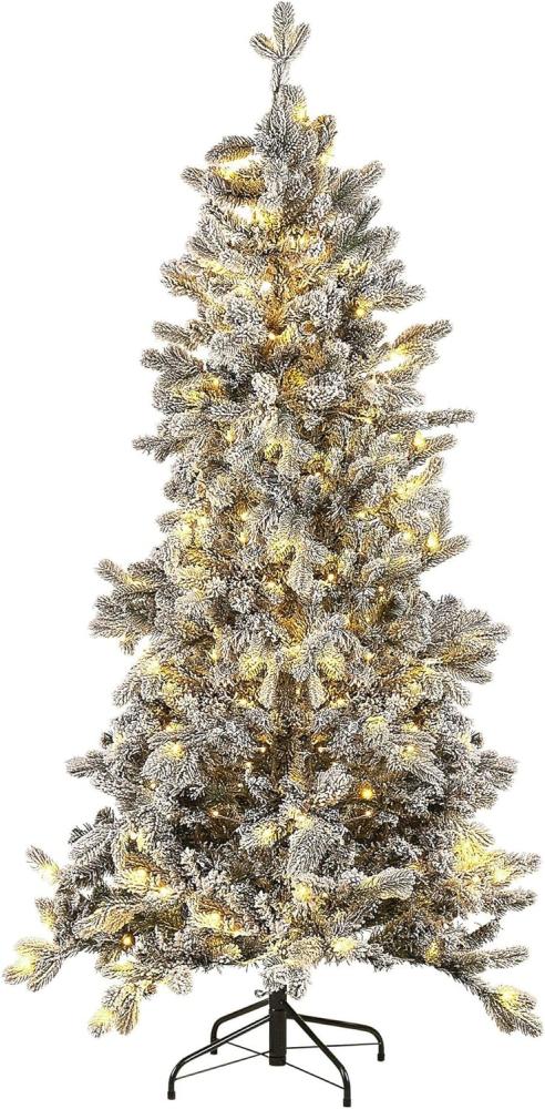 Künstlicher Weihnachtsbaum mit LED Beleuchtung schneebedeckt 180 cm weiß TATLOW Bild 1