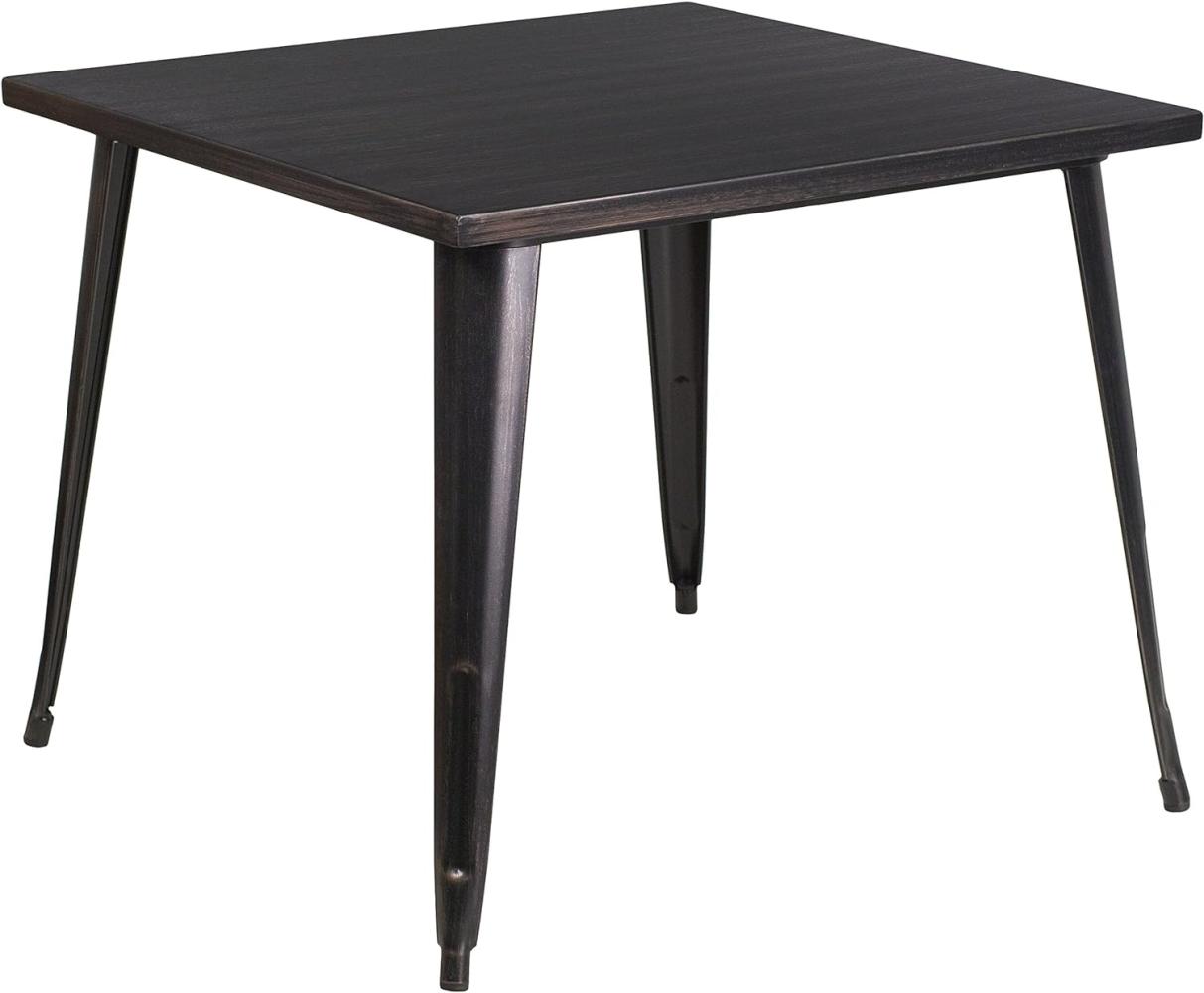 Flash Furniture Commercial Grade 35. 5" Square Metal Indoor-Outdoor Table, Black-Antique Gold Bild 1