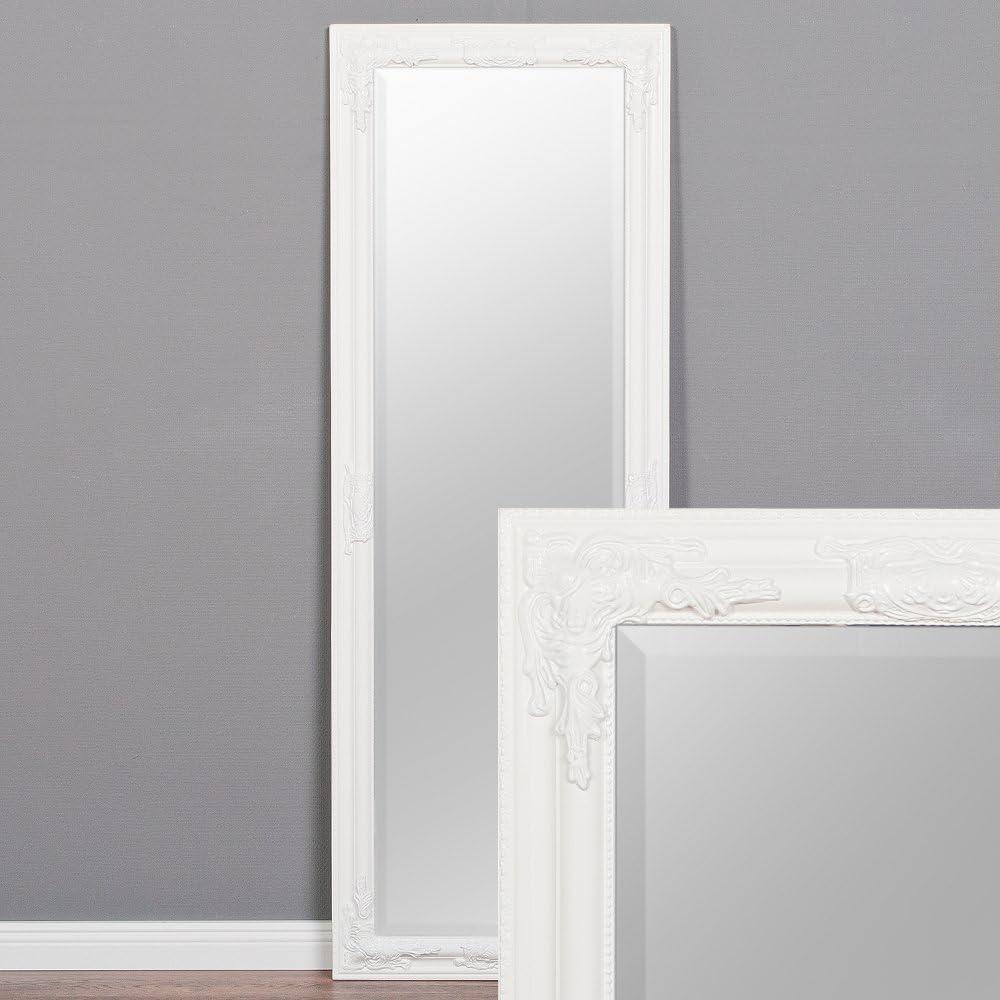 Wandspiegel BESSA pur weiß 140x50cm barock Design Spiegel pompös Holzrahmen Bild 1