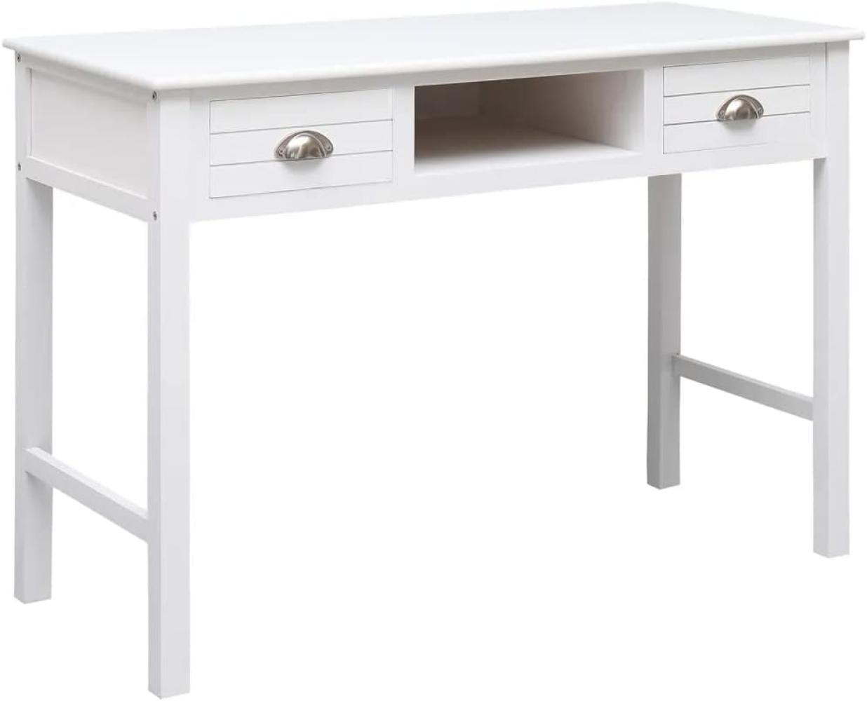 Schreibtisch Weiß 108x45x76 cm Massivholz Paulownia Bild 1