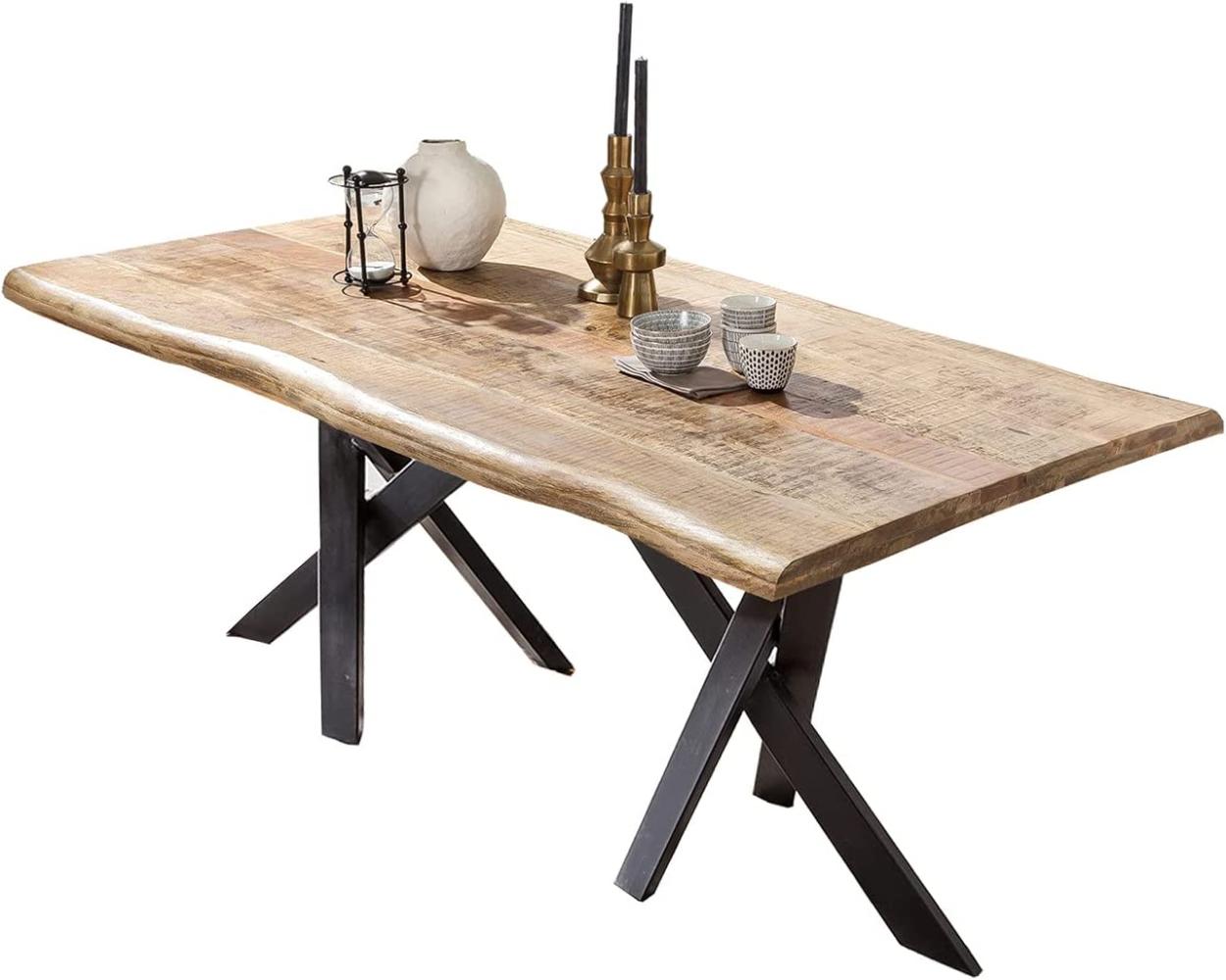TABLES&CO Tisch 200x100 Mangoholz Natur Metall Schwarz Bild 1