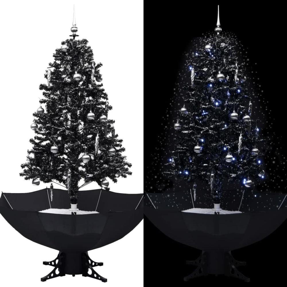 vidaXL Schneiender Weihnachtsbaum mit Schirmfuß Schwarz 170 cm PVC Bild 1