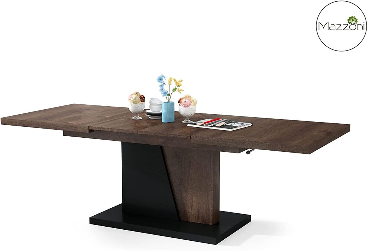 Design Couchtisch Tisch Grand Noir stufenlos höhenverstellbar ausziehbar 120 bis 180cm Esstisch (Eiche dunkel/Schwarz matt) Bild 1