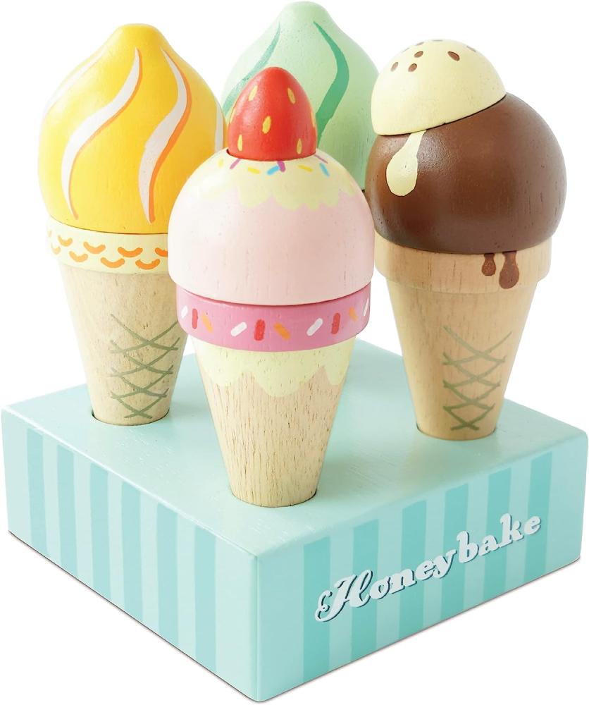 Le Toy Van TV328 Honeybake \"Eiscreme Set\" Eistüten aus Holz für Kinderküche und Kaufladen Bild 1