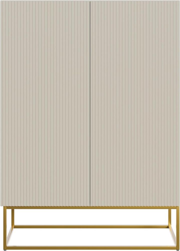 Selsey Veldio - Highboard 2-türig, Graubeige Taupe mit goldenem Metallgestell, 90 cm breit Bild 1