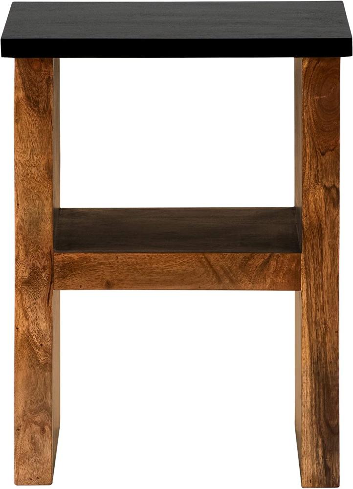 WOMO-DESIGN Beistelltisch H-Form 60 cm, Braun-Schwarz, Unikat, handgefertigt aus Massivholz Akazienholz, Couchtisch Kaffeetisch Wohnzimmertisch Sofatisch Tisch Holztisch verschiedene Buchstaben Formen Bild 1