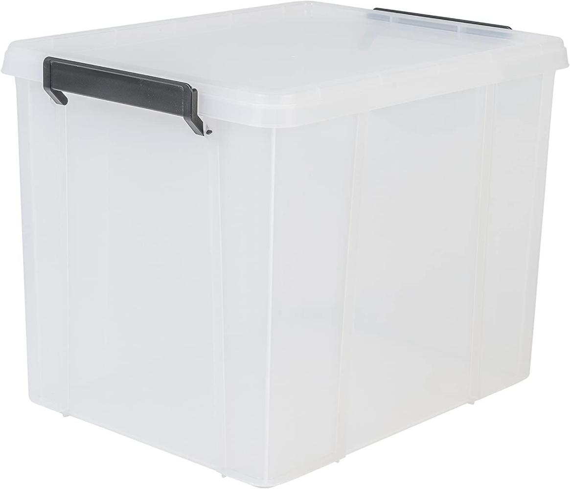 Iris Ohyama, Aufbewahrungsbox aus Kunststoff, 38 l Büro-Aufbewahrungsbox, BPA-frei, MBX-38, transparent, stapelbar, Verschlussclips ? B45 x T35 x H34,5 cm Bild 1