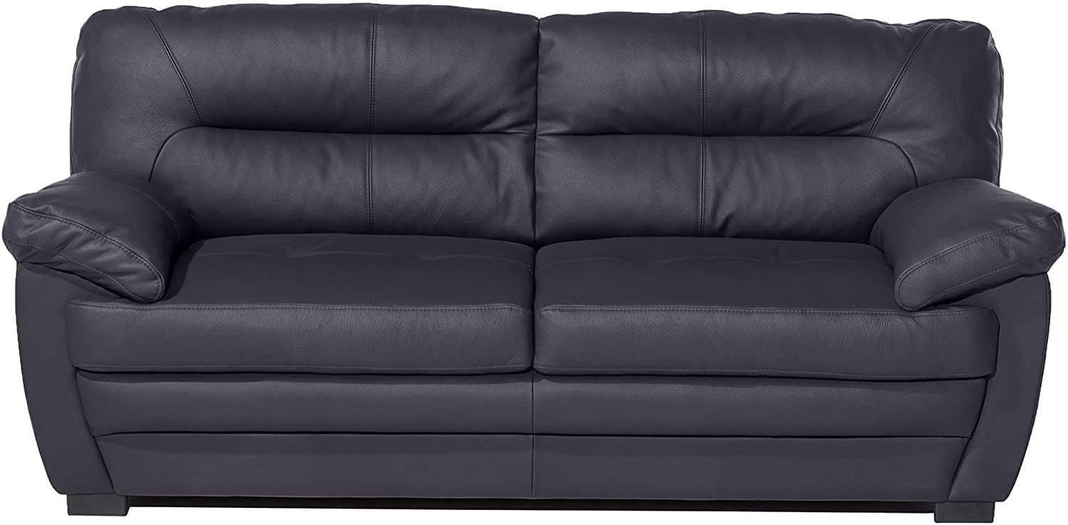 Mivano 3er-Sofa Royale / Zeitlose, bequeme Ledercouch mit hoher Rückenlehne / 190 x 86 x 90 / Lederimitat, Schwarz Bild 1