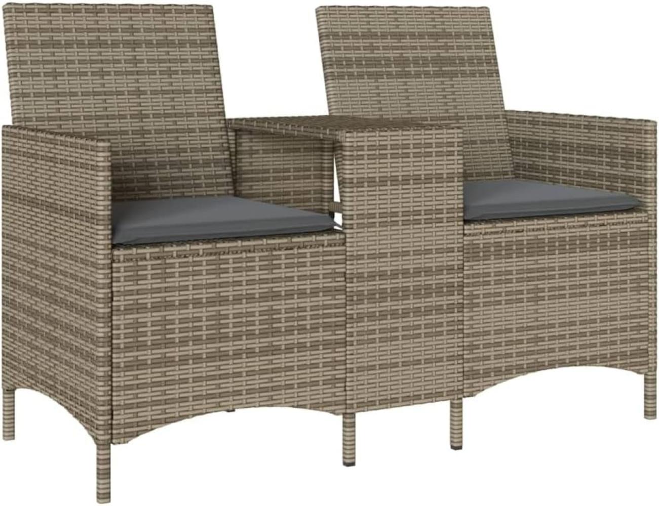 Gartensofa 2-Sitzer mit Tisch und Kissen Grau Poly Rattan 4003886 Bild 1