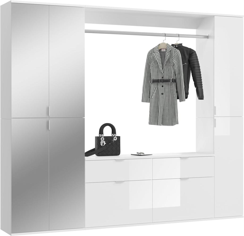 Garderobenschrank mit Spiegel ProjektX in weiß Hochglanz 212 x 193 cm Bild 1