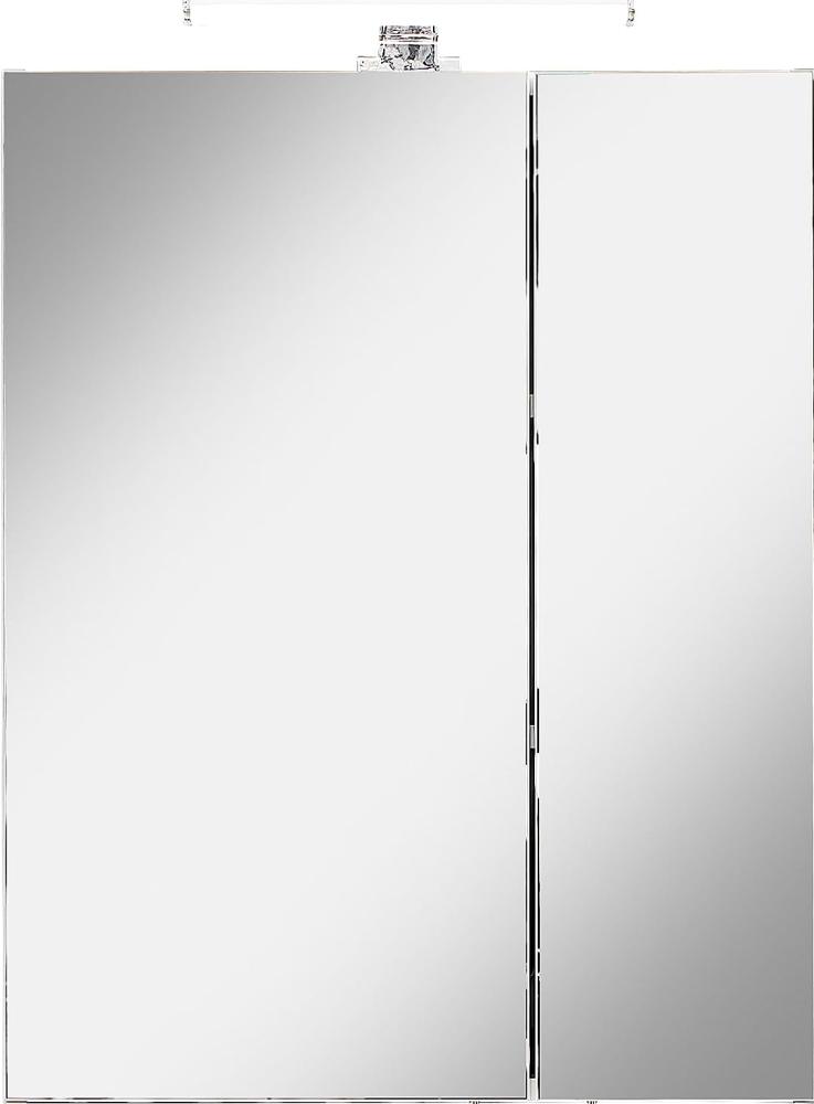 Pelipal Badezimmer-Spiegelschrank Quickset 354 in Weiß Seidenglanz/Weiß Miniperl mit LED-Beleuchtung, 55 cm breit | Badschrank mit Spiegel, 2 Türen und 2 Einlegeböden Bild 1