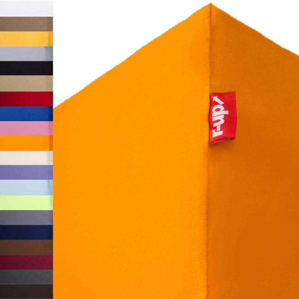 r-up Passt Spannbettlaken 180x200-200x220 bis 35cm Höhe viele Farben 100% Baumwolle 130g/m² Oeko-Tex stressfrei auch für Boxspringbetten (orange) Bild 1