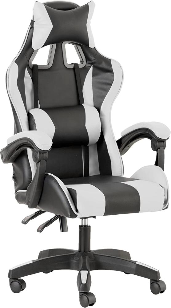 Baroni Home Gaming Stuhl, Kunstleder, weiß, 42x52x83 cm Bild 1