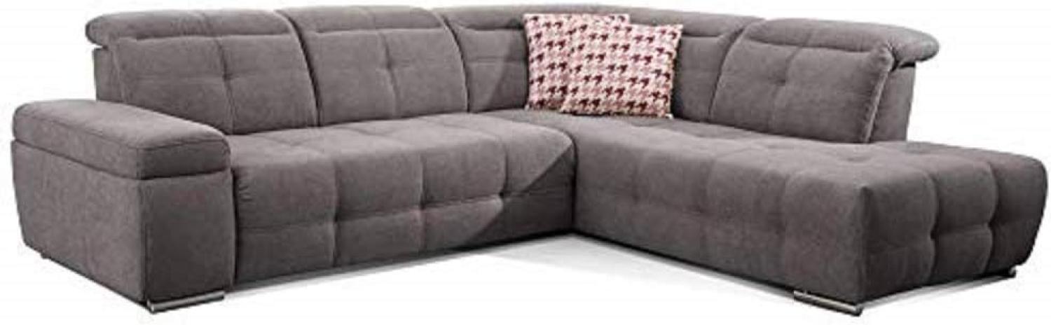 CAVADORE Ecksofa Mistrel mit Ottomanen rechts / Große Eck-Couch im modernen Design / Inkl. verstellbare Kopfteile / 269 x 77 x 228 / Grau Bild 1