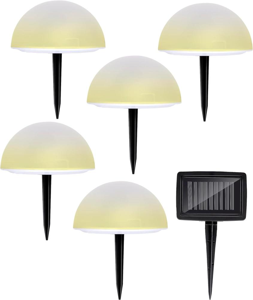 Grundig LED-Solar-Glühbirnen – mit Erdungsstecker – Halbkugel – 5 Stück – Solarpanel – Weiß Bild 1