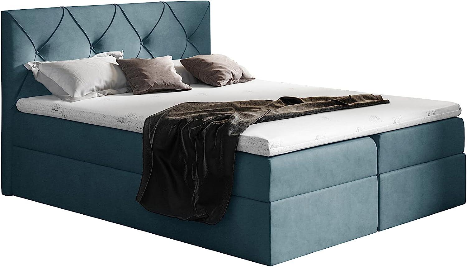 Stylefy 'Arian' Boxspringbett Velours Türkis 120 x 200 cm Bild 1