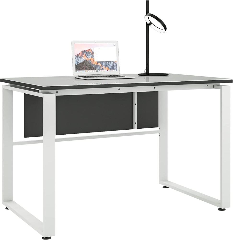 Schreibtisch >TRENDO< (BxHxT: 120x79x80 cm) in anthrazit - Weißglas Bild 1