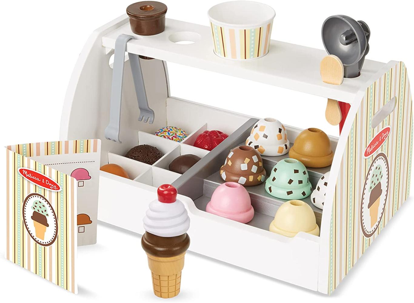 Melissa & Doug Wooden Scoop & Serve Ice Cream Counter (Play Food and Accessories, 28 Pieces, Realistic Scooper, 34.544 cm H x 21.844 cm W x 19.558 cm L) Bild 1