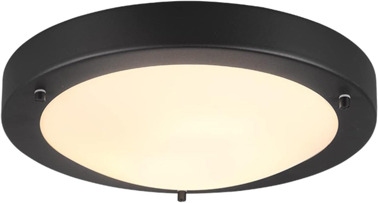 LED Bad Deckenleuchten in Schwarz mit Glas Weiß Ø 31,5cm - Badlampen Bild 1
