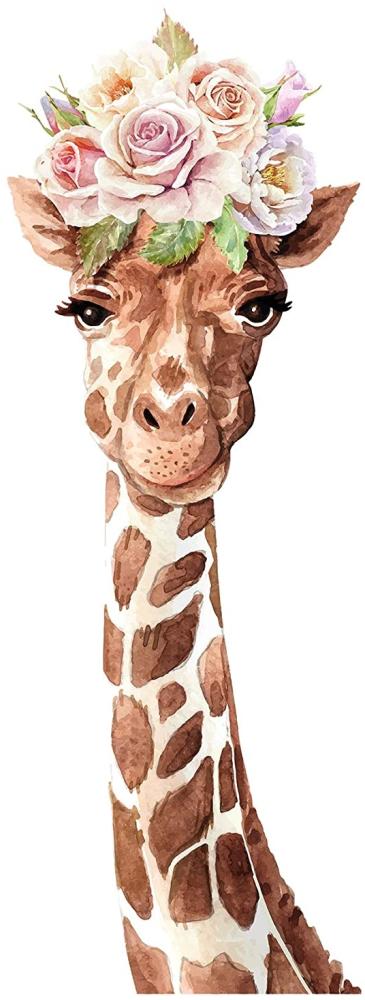 yabaduu YX018 Giraffe Wandtattoo Wandsticker Aufkleber für Kinderzimmer Babyzimmer Afrika beige Aquarell (85x30 cm) Bild 1