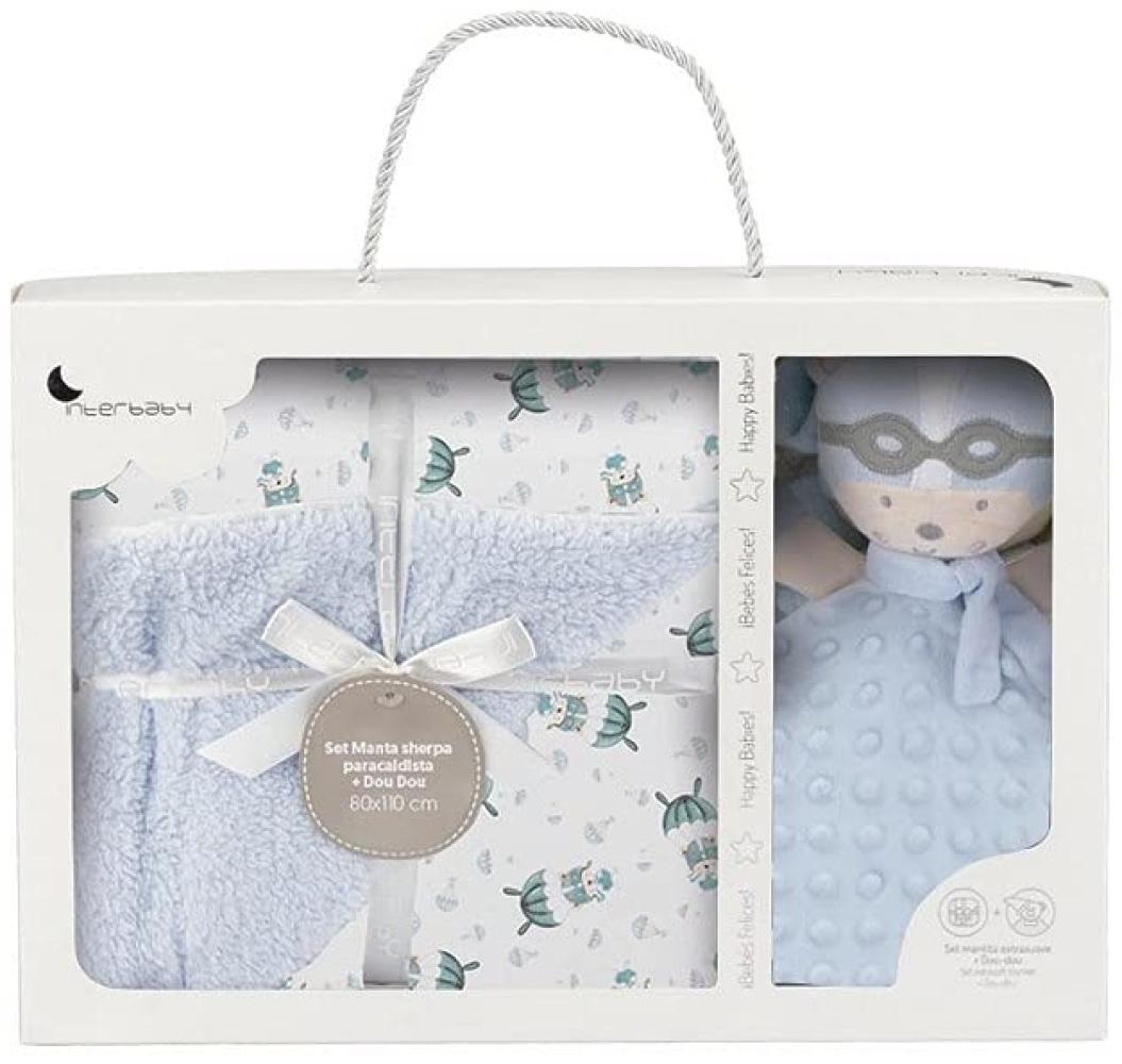 Baby-Geschenkset: Blauer Decke\"Paracaidista\" mit doudou Bild 1