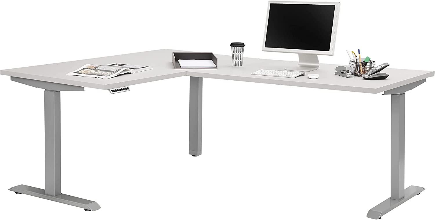 Schreibtisch >EDJUST< (BxHxT: 200x120x150 cm) in Metall platingrau - weiß matt Bild 1