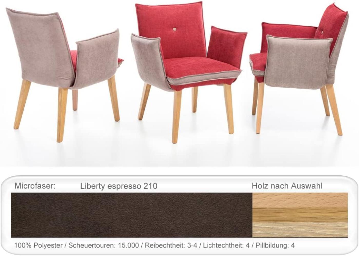 4x Sessel Gerit 1 Rücken mit Knopf Polstersessel Esszimmer Massivholz Buche natur lackiert, Liberty espresso Bild 1