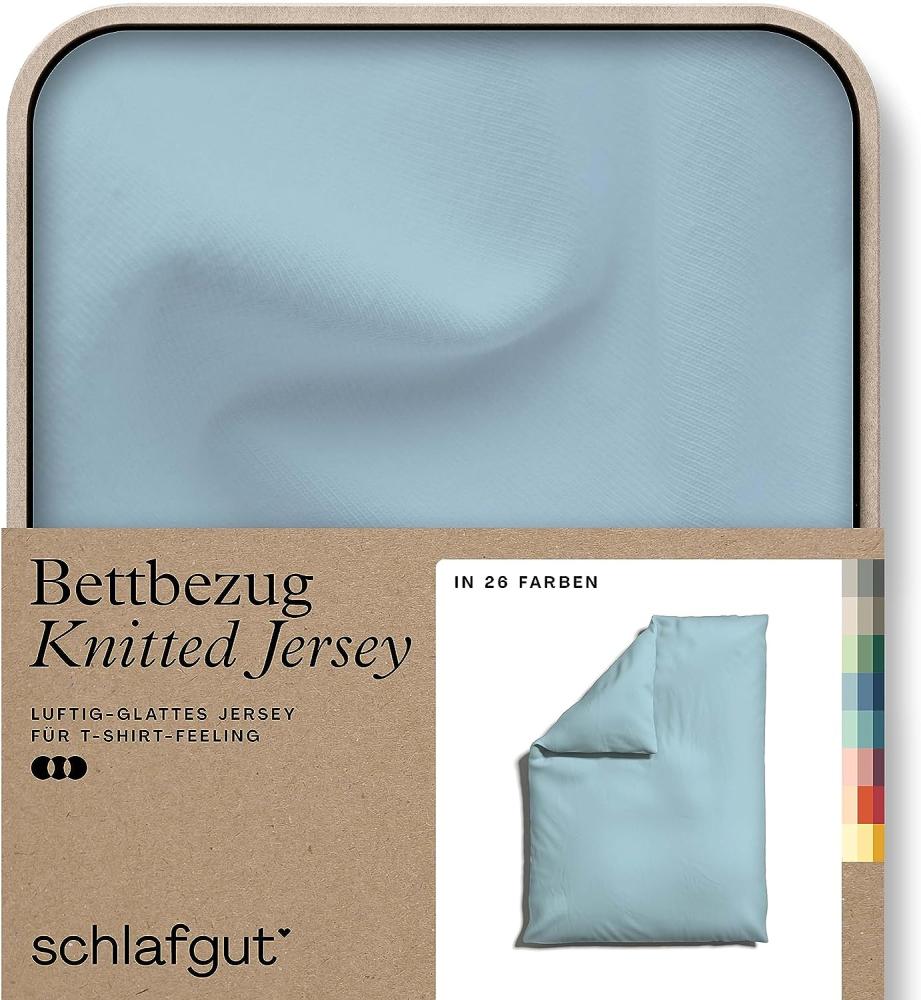 Schlafgut Knitted Jersey Bettwäsche | Bettbezug einzeln 155x220 cm | blue-light Bild 1