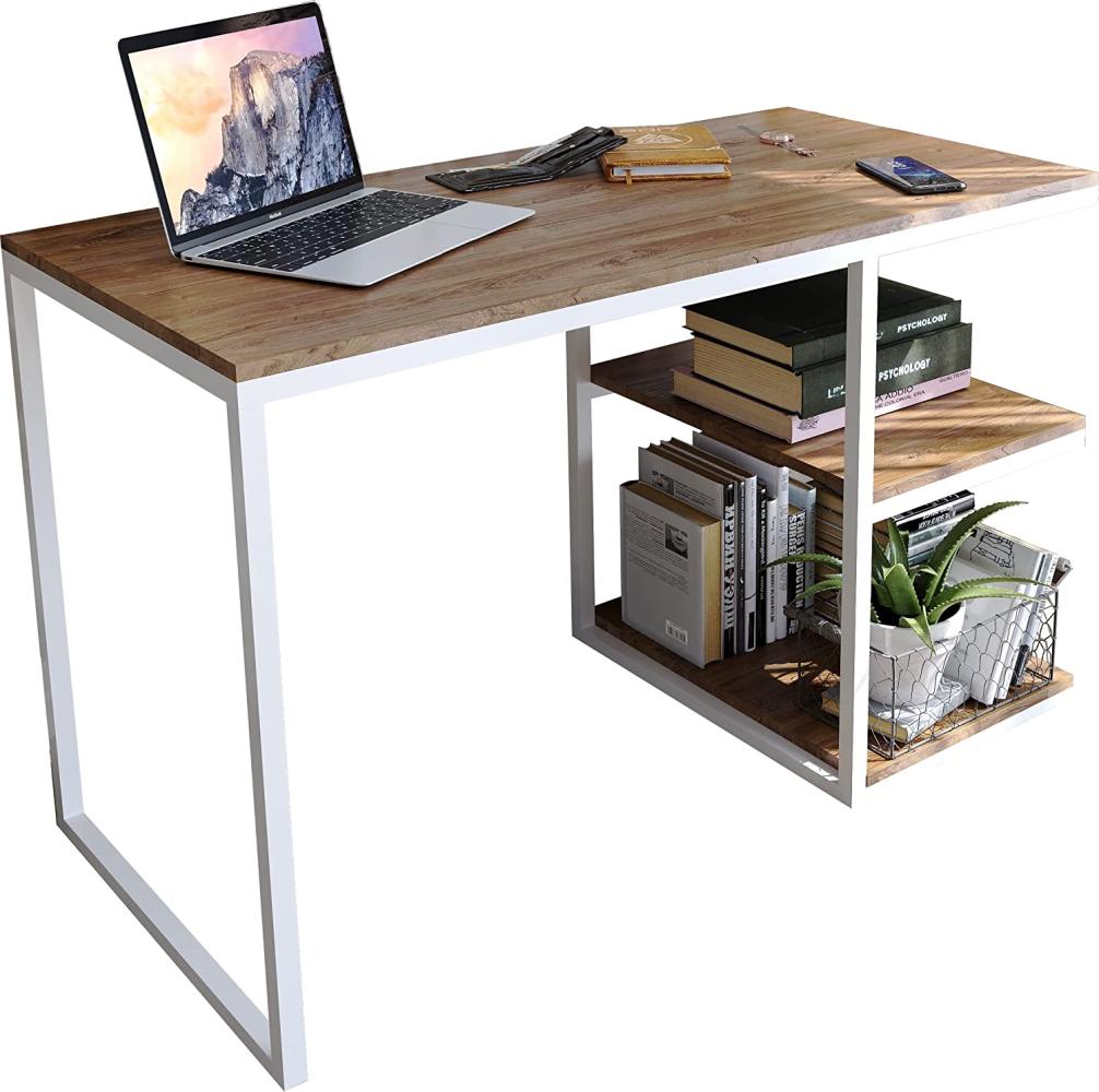 Domando Schreibtisch Capoliveri Modern für Büro Breite 120cm, Metallgestell pulverbeschichtet in Weiß und Eiche Stirling Bild 1