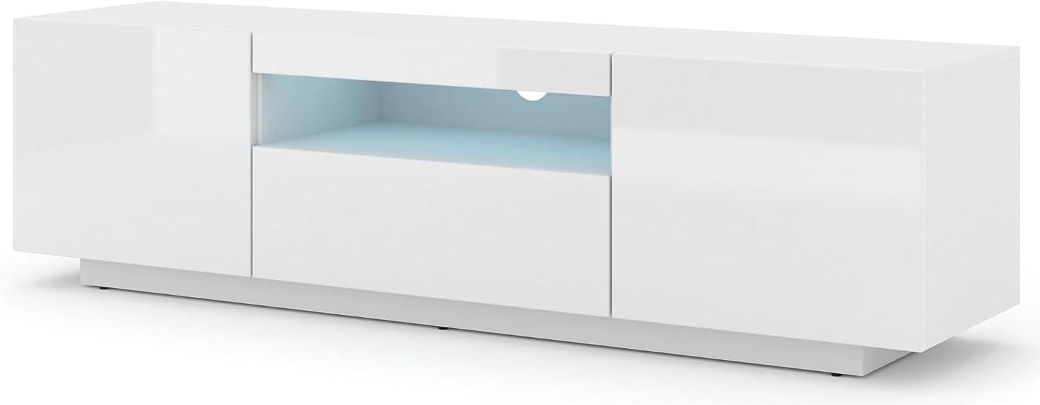 Domando Lowboard Empoli M1 Modern Breite 150cm, stehend oder hängend, Hochglanz, LED Beleuchtung in Weiß Matt und Weiß Hochglanz Bild 1