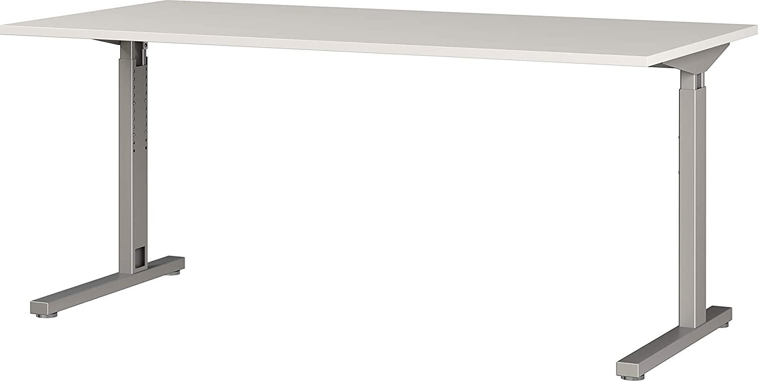 Amazon Marke - Alkove mechanisch höheneinstellbarer Schreibtisch Palermo, für ergonomisches Arbeiten, ideal für Home Office, in Lichtgrau/Silber, 160 x 80 x 80 cm (BxHxT) Bild 1